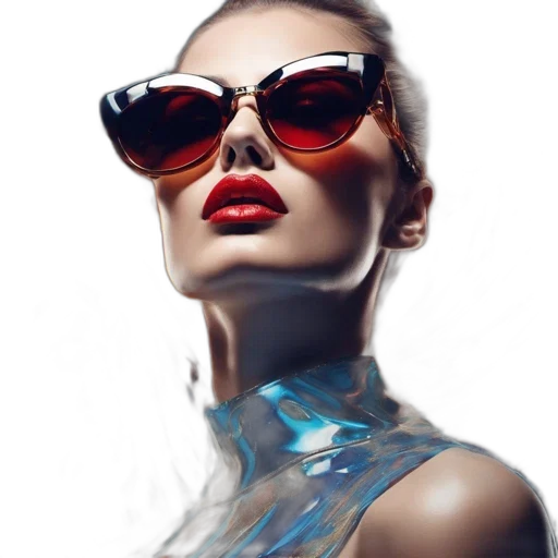 jewelry, face, photorealistic, 3d render, cyberpunk, red, neon, woman transparent PNG cut-out