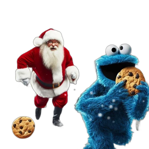 food, inside, holiday-decorated, home, smiling, blue, muppet, holds transparent PNG cut-out