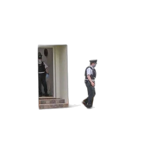 staff, building, dress, hat, 3d render, two, police, officers transparent PNG cut-out