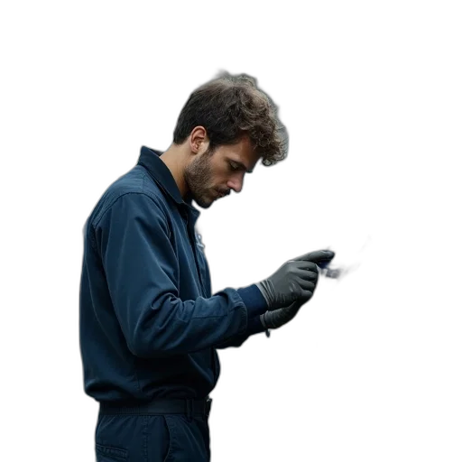 jacket, staff, weapon, mask transparent PNG cut-out