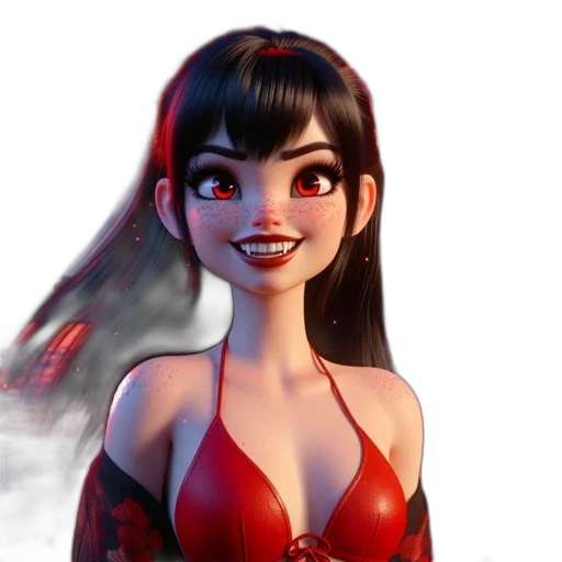 dress, face, 3d render, concept art, fantasy art, photorealistic, red, animated transparent PNG cut-out