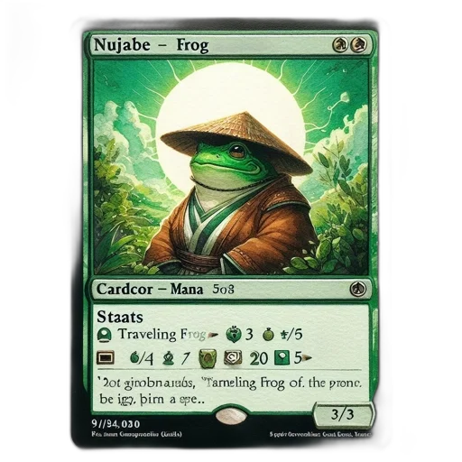 concept art, fantasy art, green, frog, hat, robe, depicted, against transparent PNG cut-out