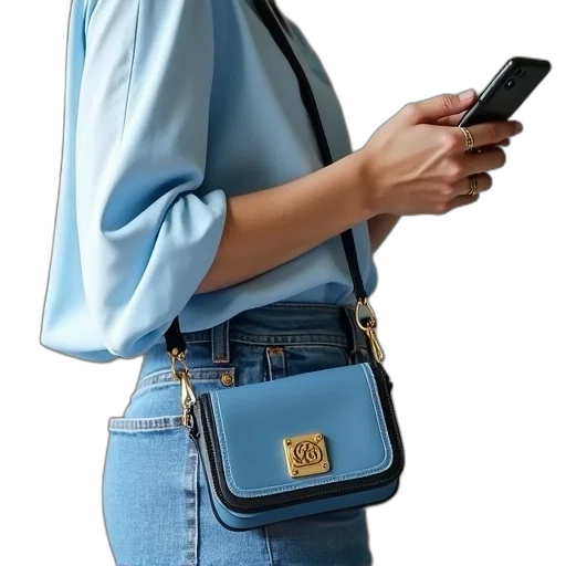 staff, jacket, jewelry, blue, woman, standing, her, back transparent PNG cut-out