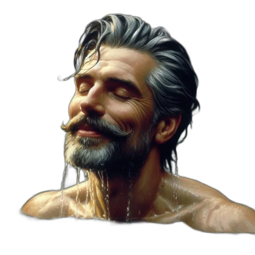 face, concept art, photorealistic, pixel art, fantasy art, bearded, man, immersed transparent PNG cut-out