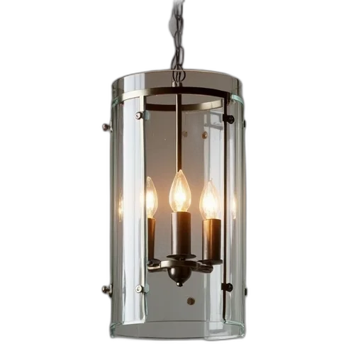 3d render, photorealistic, modern, glass, metal, chandelier, clear, shade transparent PNG cut-out