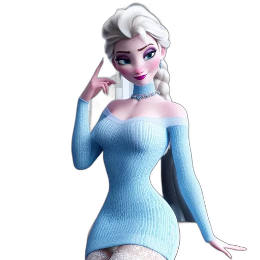 dress, 3d render, concept art, fantasy art, cartoon, snow, blue, elsa transparent PNG cut-out