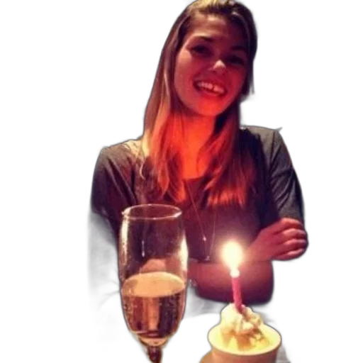 staff, woman, celebrates, her, birthday, candlelit, dessert, glass transparent PNG cut-out
