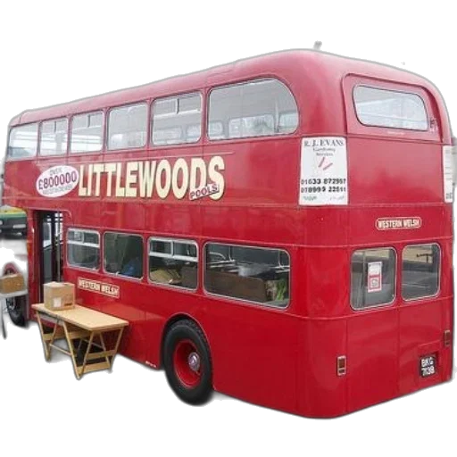 red, double-decker, bus, word, littlewoods, written transparent PNG cut-out