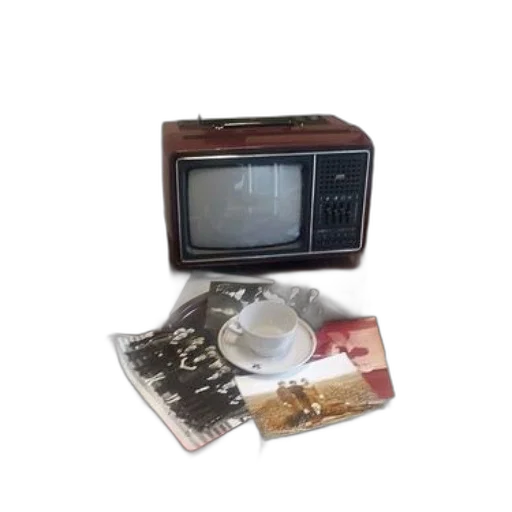 jewelry, furniture, vintage, television, sits, desk, various, papers transparent PNG cut-out