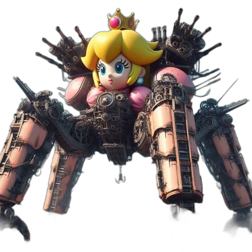 weapon, crown, robot, sword, concept art, 3d render, anthropomorphic, mechanized transparent PNG cut-out