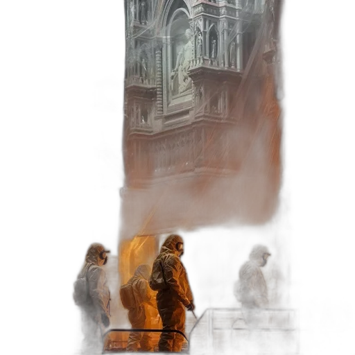 staff, concept art, fantasy art, watercolor, photorealistic, fog, snow, city street transparent PNG cut-out