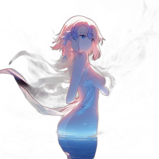 dress, bottle, creature, dragon, concept art, anime, watercolor, vaporwave transparent PNG cut-out