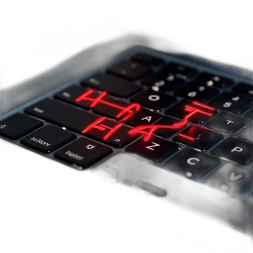 cyberpunk, 3d render, word, hate, written, keyboard, laptop, computer transparent PNG cut-out
