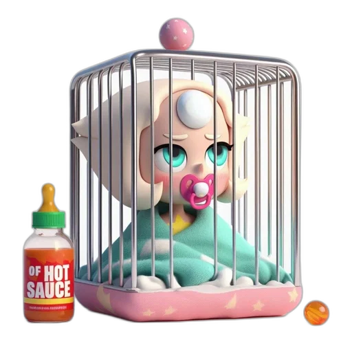 creature, mask, hair, animal, 3d render, concept art, vaporwave, photorealistic transparent PNG cut-out