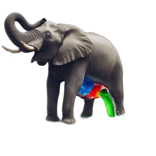 animal, umbrella, creature, 3d render, concept art, photorealistic, watercolor, elephant transparent PNG cut-out
