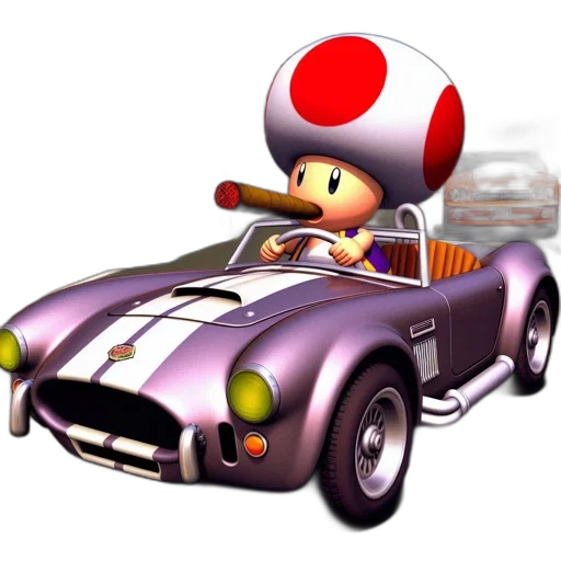 car, 3d render, concept art, pixel art, cartoon, anthropomorphic, toad, drives transparent PNG cut-out