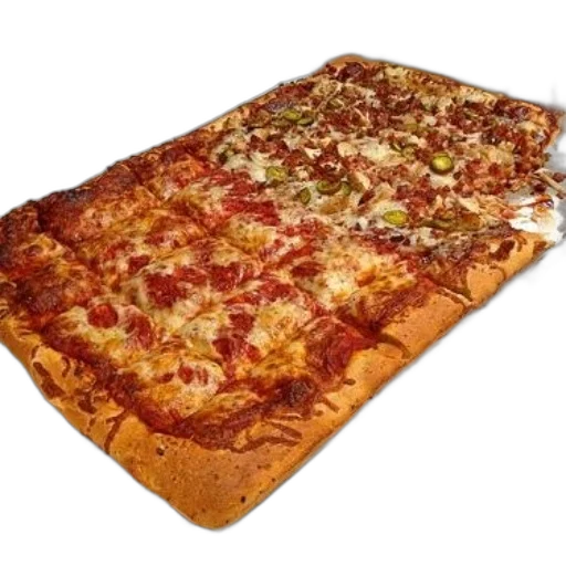 food, 3d render, large, pizza, various, toppings, sits, open transparent PNG cut-out