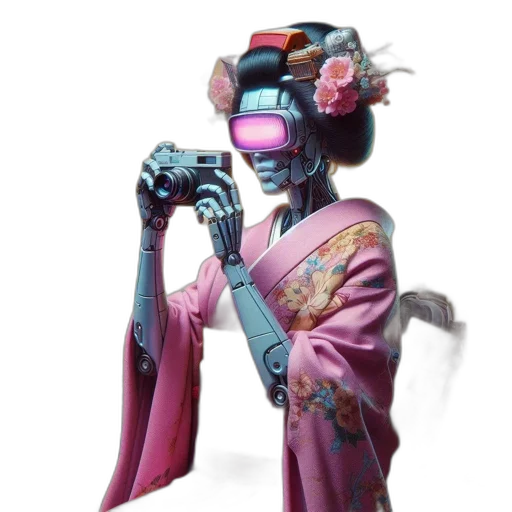 robot, staff, weapon, mask, cyberpunk, concept art, vaporwave, fantasy art transparent PNG cut-out