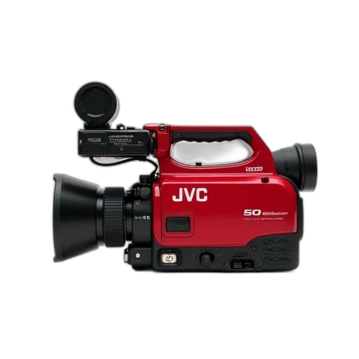 weapon, 3d render, photorealistic, vintage, red, black, jvc, camcorder transparent PNG cut-out