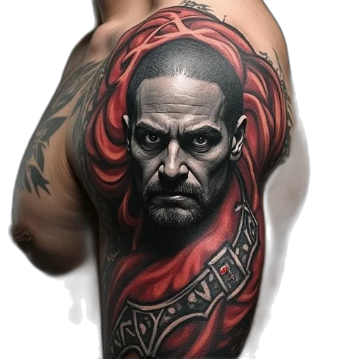 photorealistic, comic book art, fantasy art, cyberpunk, henchman, tattoo, designs, hench transparent PNG cut-out