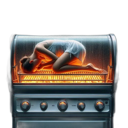 food, cyberpunk, concept art, photorealistic, comic book art, fire, neon lights, woman transparent PNG cut-out