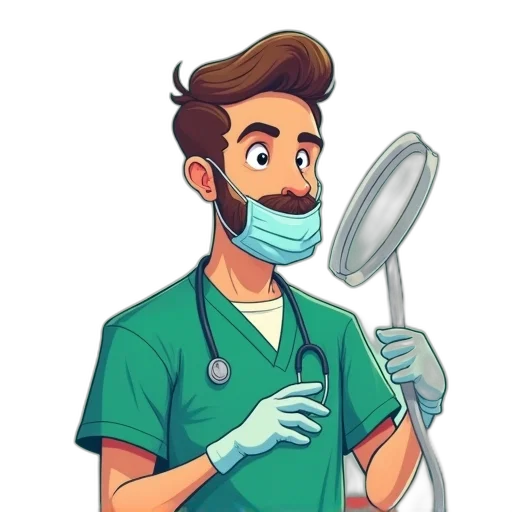 staff, mask, face, cartoon, concept art, male, surgeon, green transparent PNG cut-out