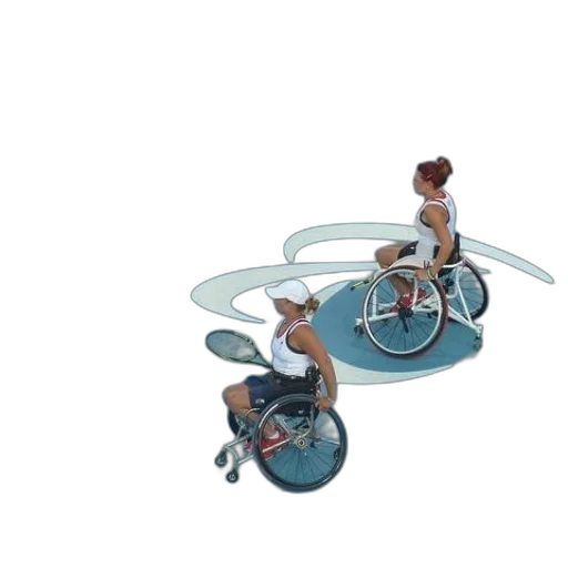 concept art, 3d render, two, women, wheelchairs, playing, tennis, paralympic transparent PNG cut-out