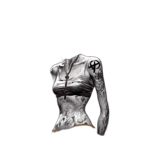 jewelry, dress, jacket, mask, 3d render, photorealistic, concept art, punk-styled transparent PNG cut-out