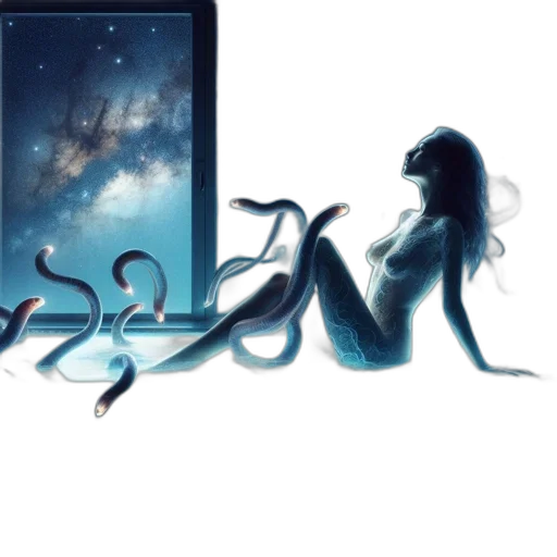 fantasy art, concept art, pixel art, comic book art, underwater, night, outer space, fog transparent PNG cut-out