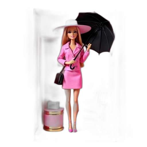 umbrella, dress, concept art, 3d render, cartoon, photorealistic, rain, barbie transparent PNG cut-out