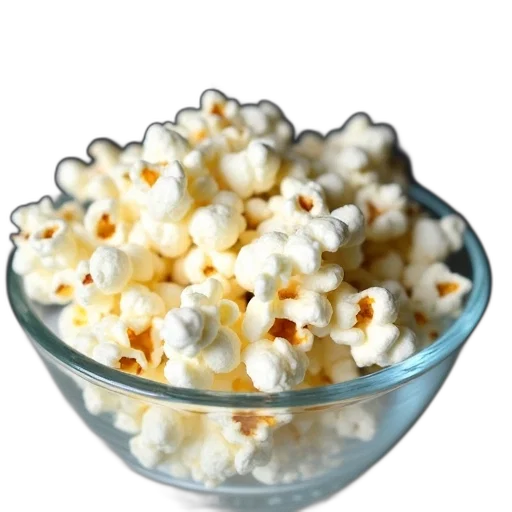 food, crown, 3d render, photorealistic, close-up, image, bowl, popcorn transparent PNG cut-out