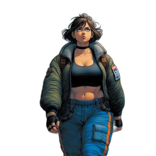 jacket, concept art, comic book art, cyberpunk, pixel art, blue, determined, young transparent PNG cut-out