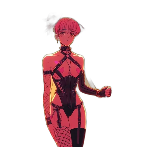 dress, robot, concept art, pixel art, comic book art, anime, red, dark transparent PNG cut-out