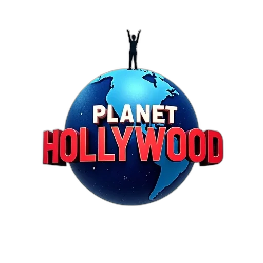 concept art, outer space, stylized, logo, featuring, words, planet, hollywood transparent PNG cut-out