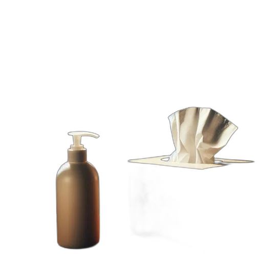 bottle, hat, crown, hair, 3d render, photorealistic, concept art, earth tones transparent PNG cut-out