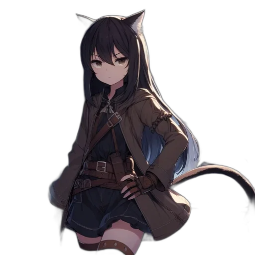 staff, jacket, animal, weapon, anime, pixel art, concept art, fantasy art transparent PNG cut-out