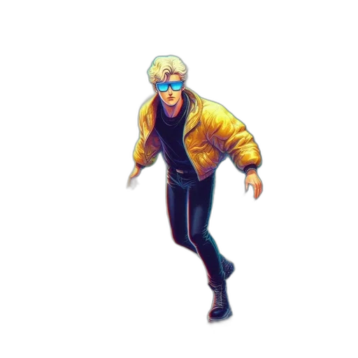 jacket, mask, robot, creature, concept art, pixel art, comic book art, cyberpunk transparent PNG cut-out