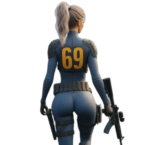 jacket, weapon, robot, staff, concept art, 3d render, cyberpunk, pixel art transparent PNG cut-out