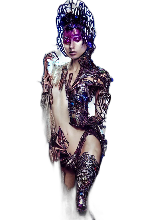dress, jewelry, robot, cyberpunk transparent PNG cut-out