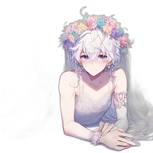 crown, dress, flower, jewelry, watercolor, anime, pixel art, fantasy art transparent PNG cut-out