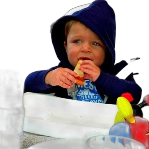 food, creature, photorealistic, 3d render, baby, blue, hoodie, sits transparent PNG cut-out