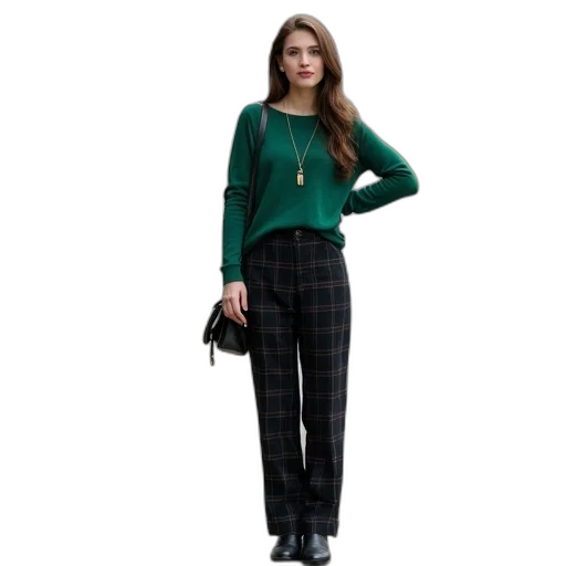 green, monochrome, dark, earth tones, young, woman, standing, sidewalk transparent PNG cut-out