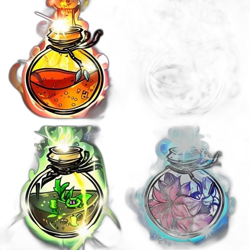 bottle, jewelry, fantasy art, concept art, 3d render, pixel art, colorful, neon transparent PNG cut-out