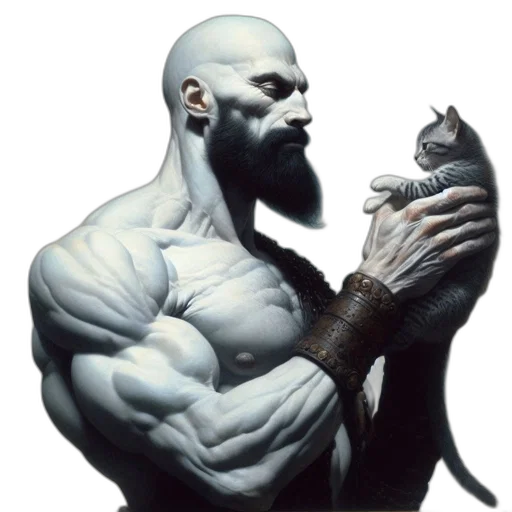 animal, creature, comic book art, concept art, fantasy art, photorealistic, man, thick transparent PNG cut-out