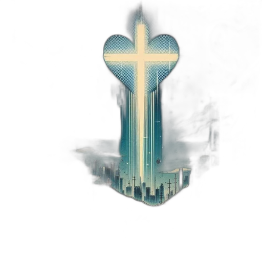 sword, weapon, building, concept art, pixel art, 3d render, fantasy art, fog transparent PNG cut-out