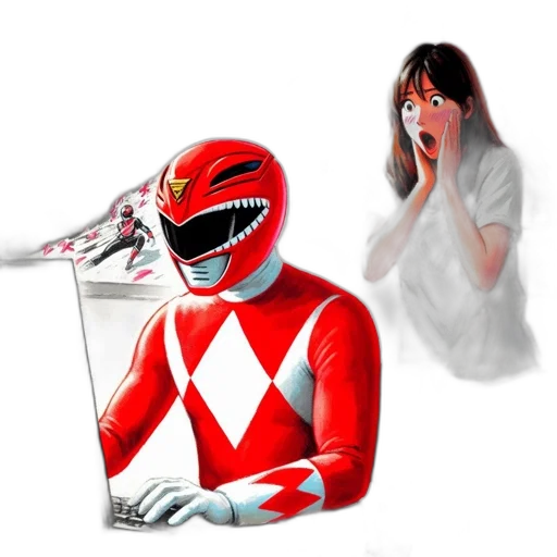 robot, mask, concept art, 3d render, vaporwave, red, inside, vividly transparent PNG cut-out