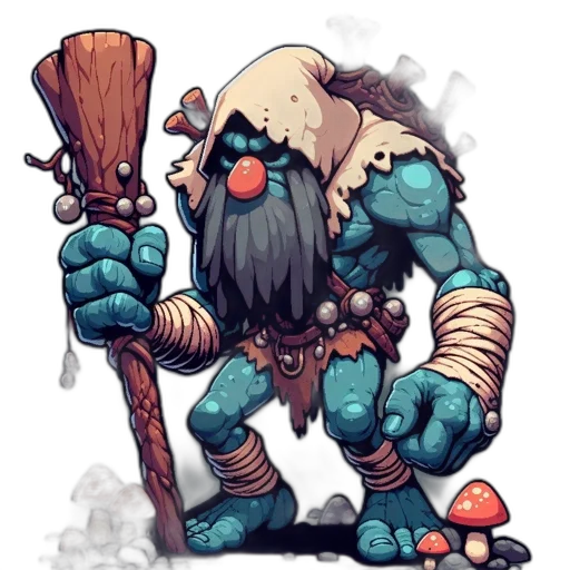staff, creature, concept art, fantasy art, pixel art, comic book art, blue, anthropomorphic transparent PNG cut-out