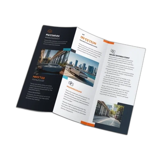 black, white, brochure, blue, orange, border, featuring, company transparent PNG cut-out