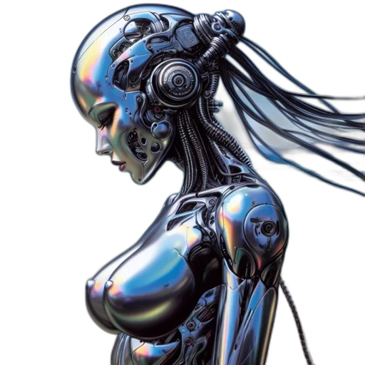 robot, cyberpunk, concept art, 3d render, comic book art, blue, intricate, portrait transparent PNG cut-out