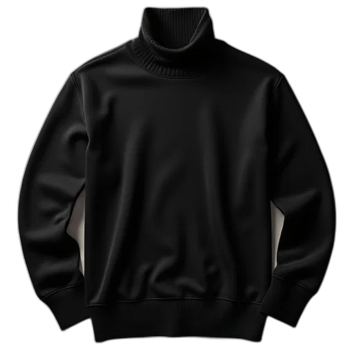 jacket, 3d render, photorealistic, dark, monochrome, black, turtleneck, sweater transparent PNG cut-out
